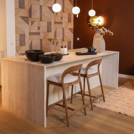 Barkruk Rob eikenhout met gestoffeerde zitting