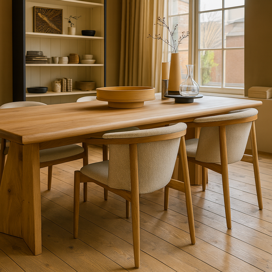 stoel eiken met stof