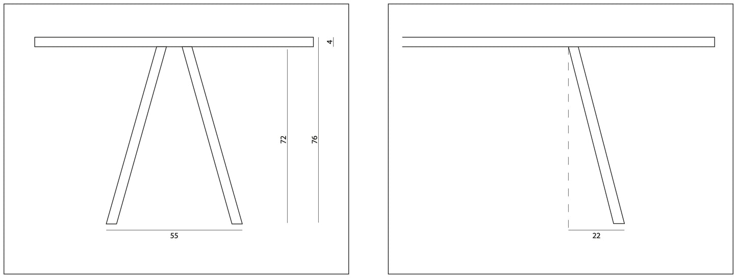Eettafel Cabanne rechthoekig met radius eiken