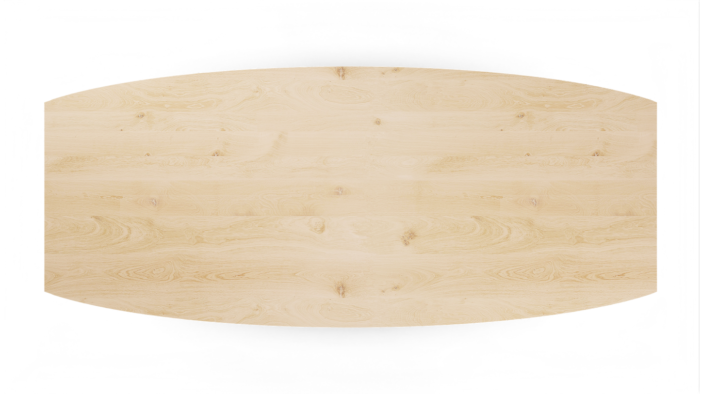 Eettafel Mano halve ovaal met houten poot eiken