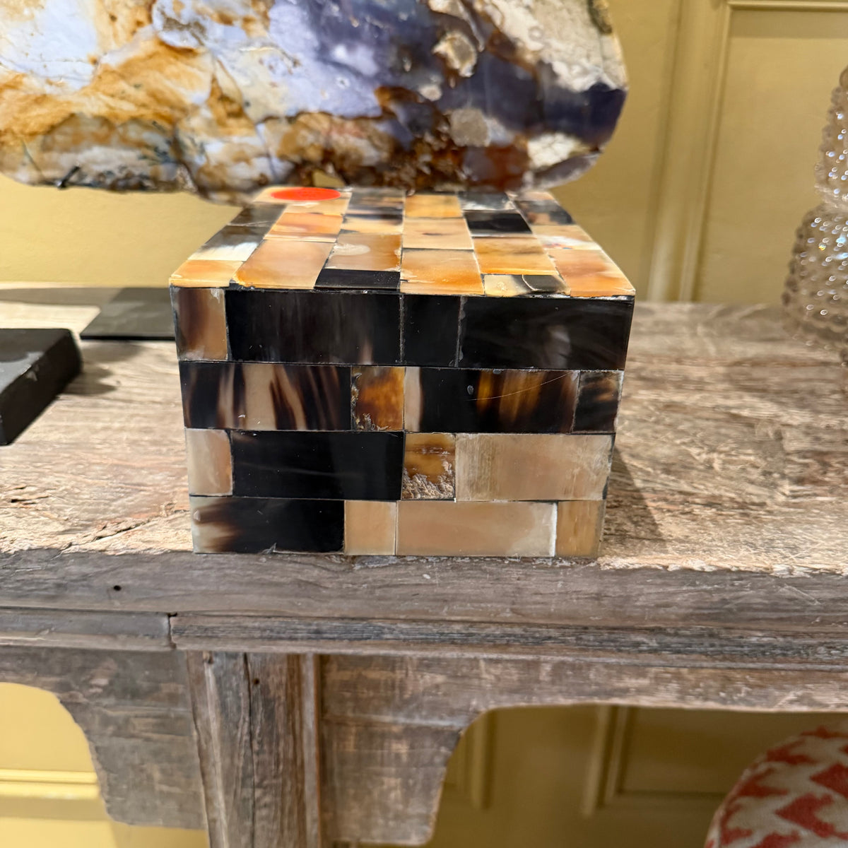 Uniek decoratief kistje van been en hoorn – Bruin & Zwart