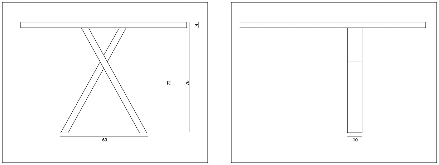 Eettafel Mano rechthoekig met houten poot