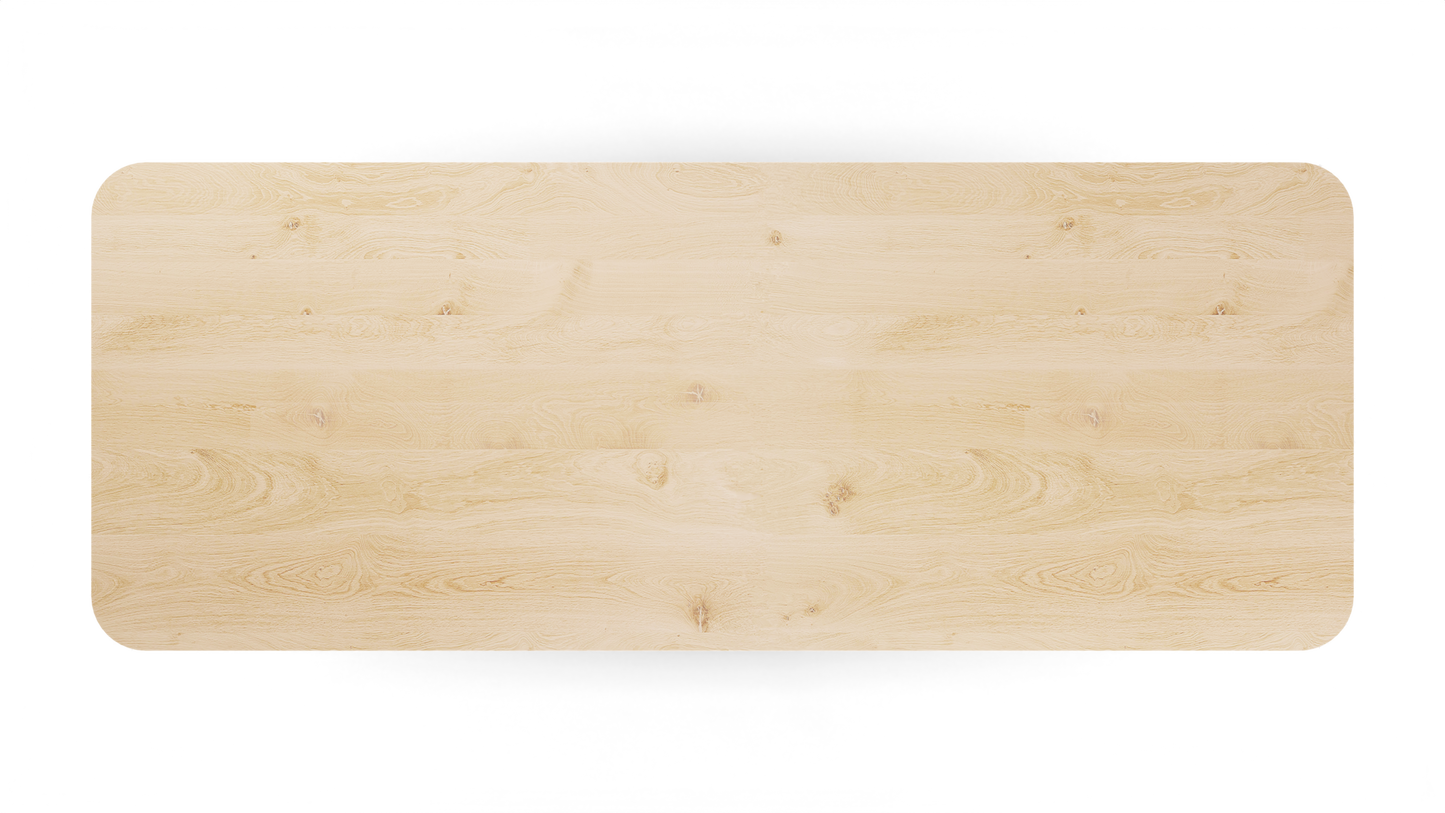 Eettafel Mano rechthoekig met radius met houten poot eiken