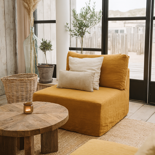 Bank Elly zonder arm hoes linnen