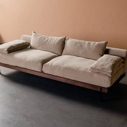 ciel bank van L'authentique sand kleur met hout