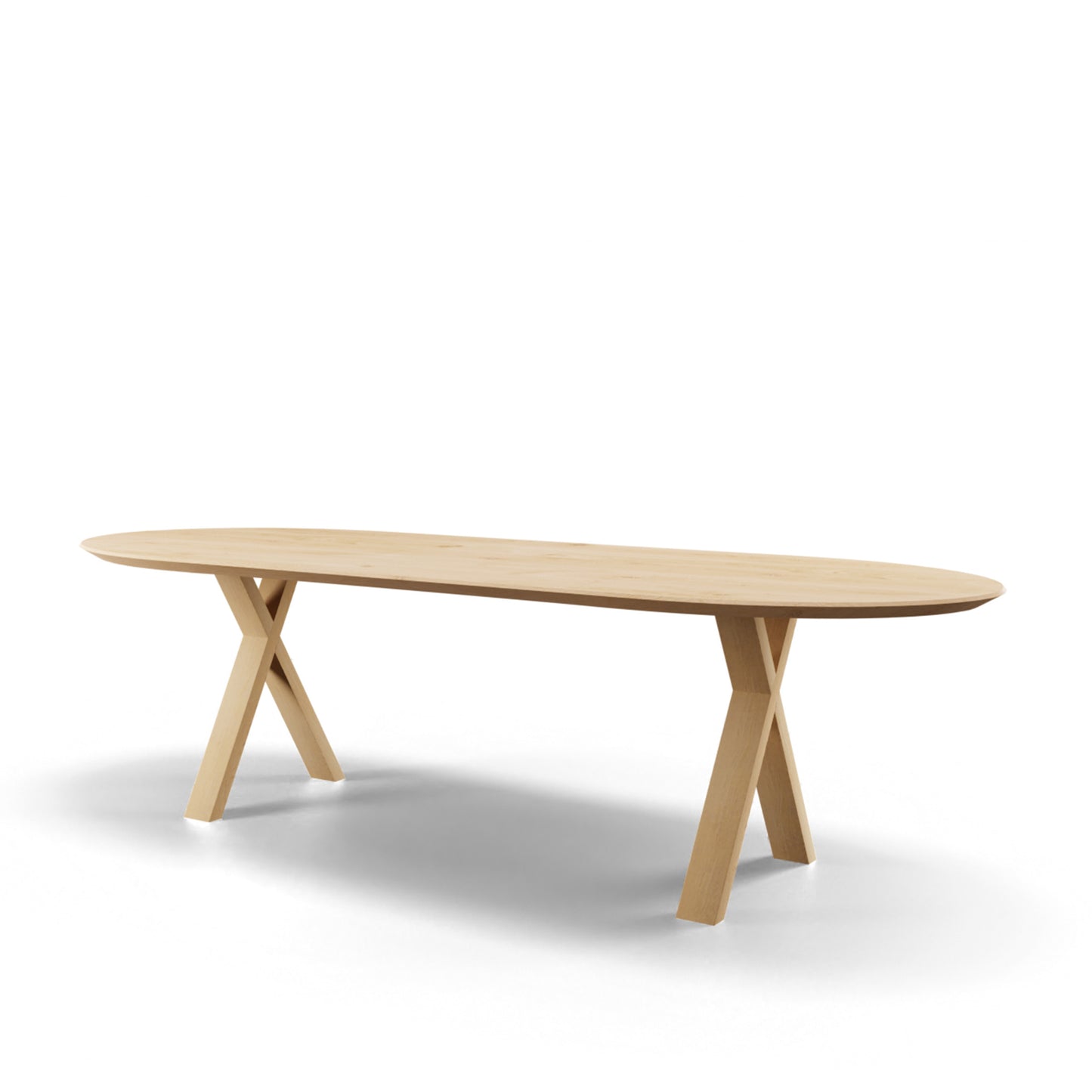 Eettafel Mano halve cirkel met houten poot eiken