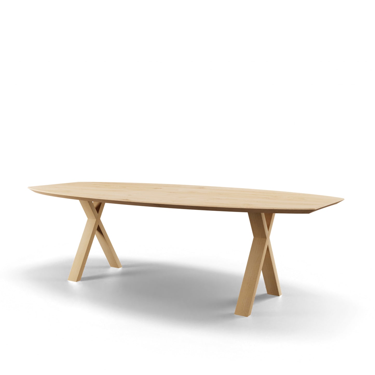 Eettafel Mano halve ovaal met houten poot eiken