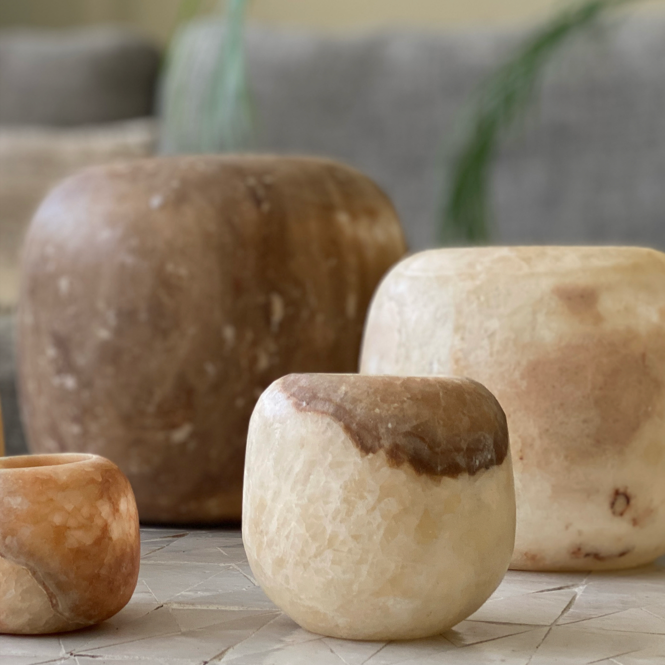 Alabaster kaarsenhouders