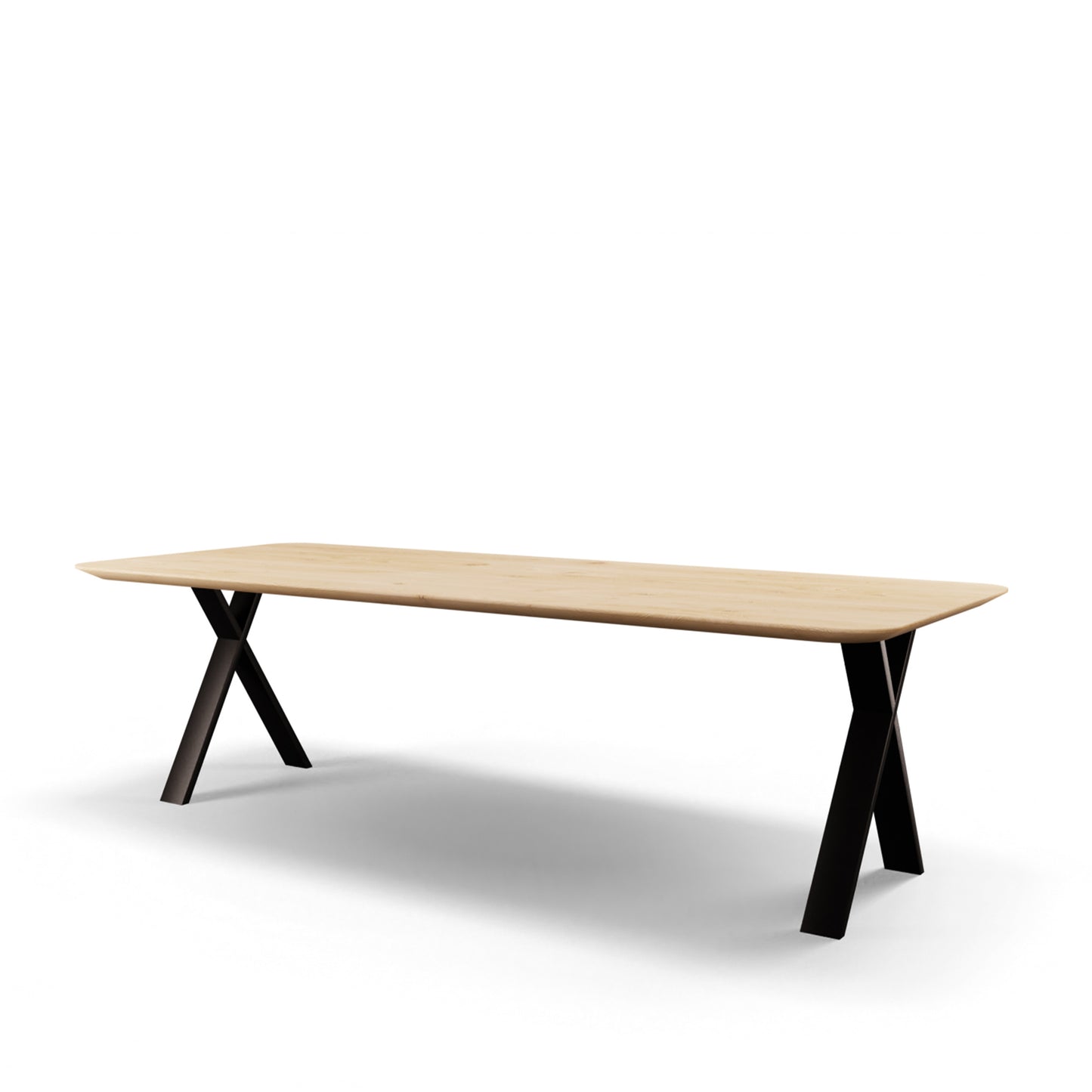 Eettafel Mano rechthoekig met radius eiken