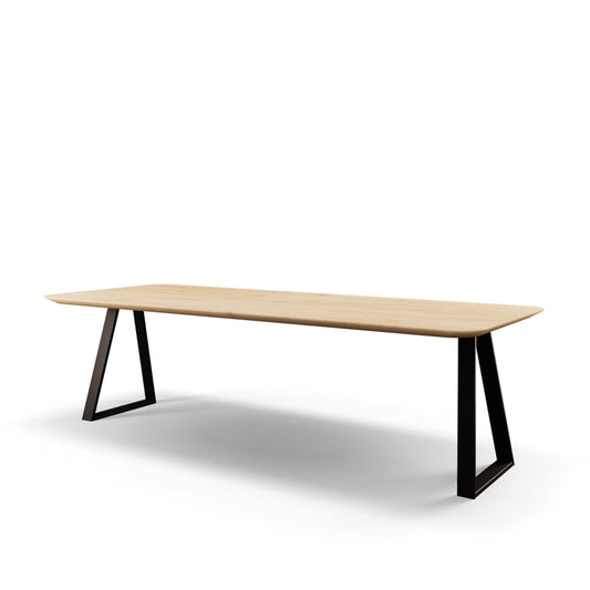 Eettafel Caro rechthoekig met radius eiken