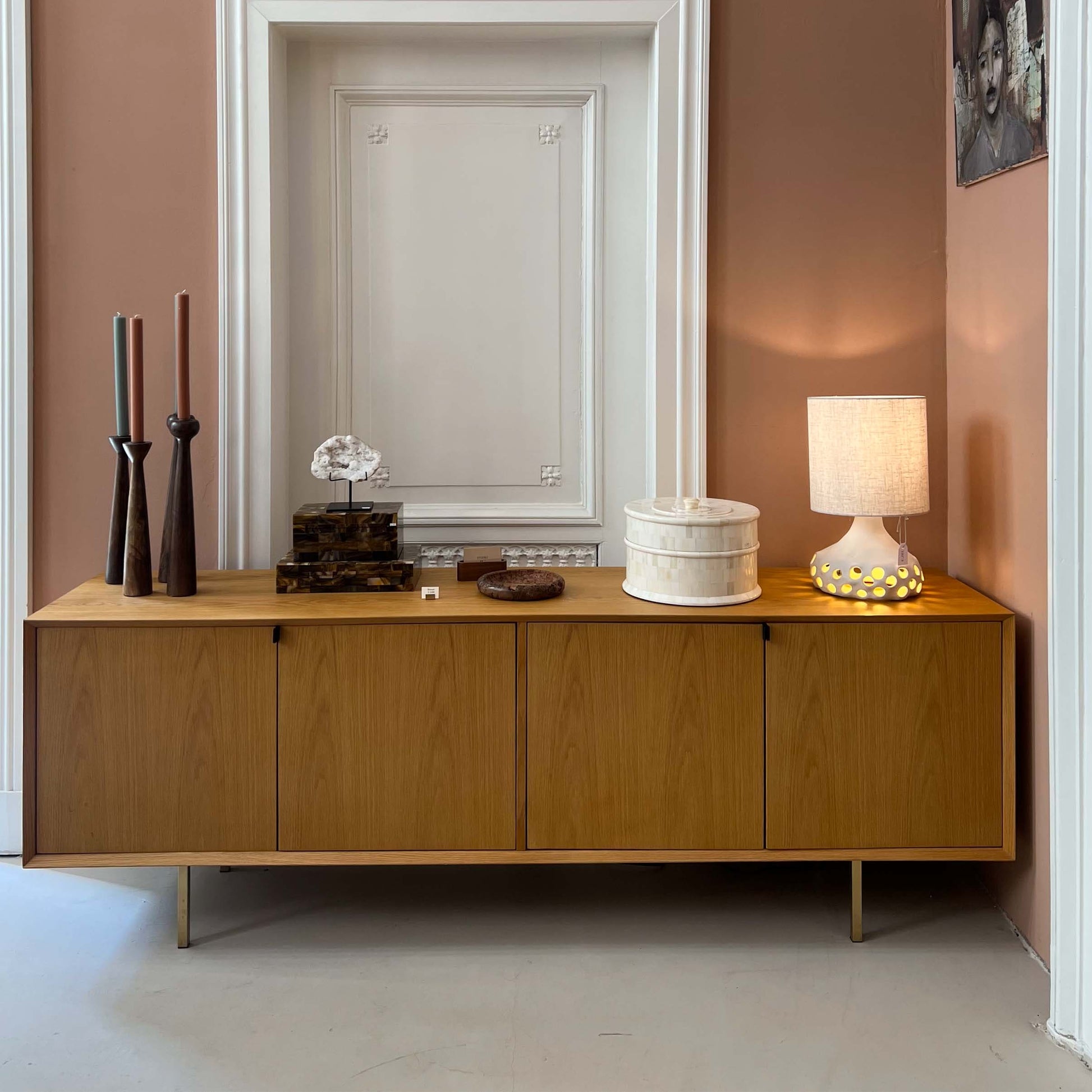 eiken dressoir modern dressoir eiken met zwart onderstel 180 cm
