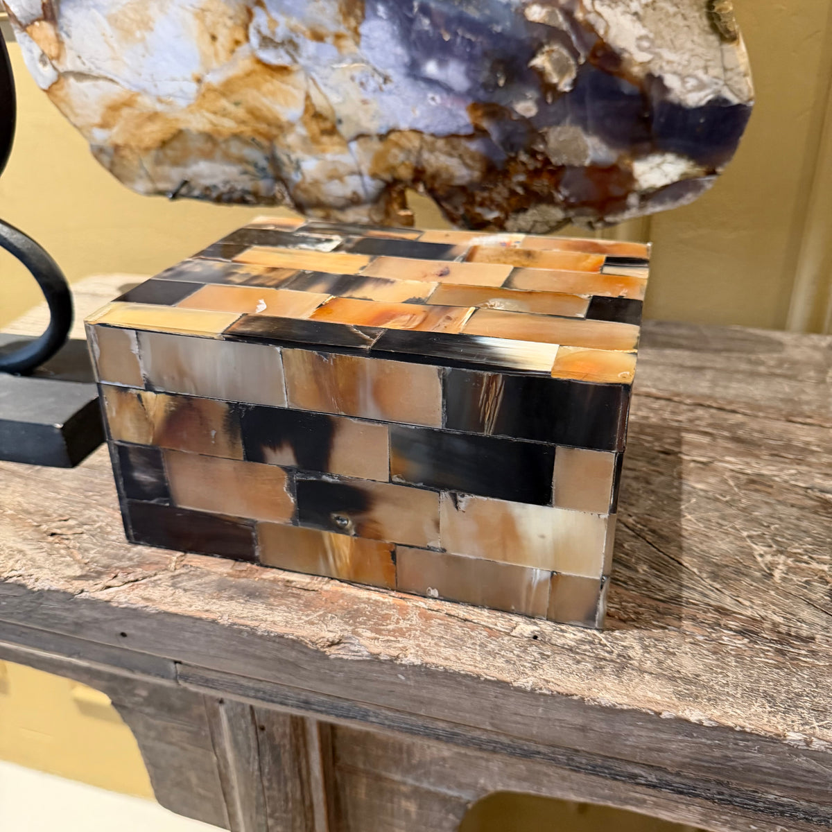 Uniek decoratief kistje van been en hoorn – Bruin & Zwart