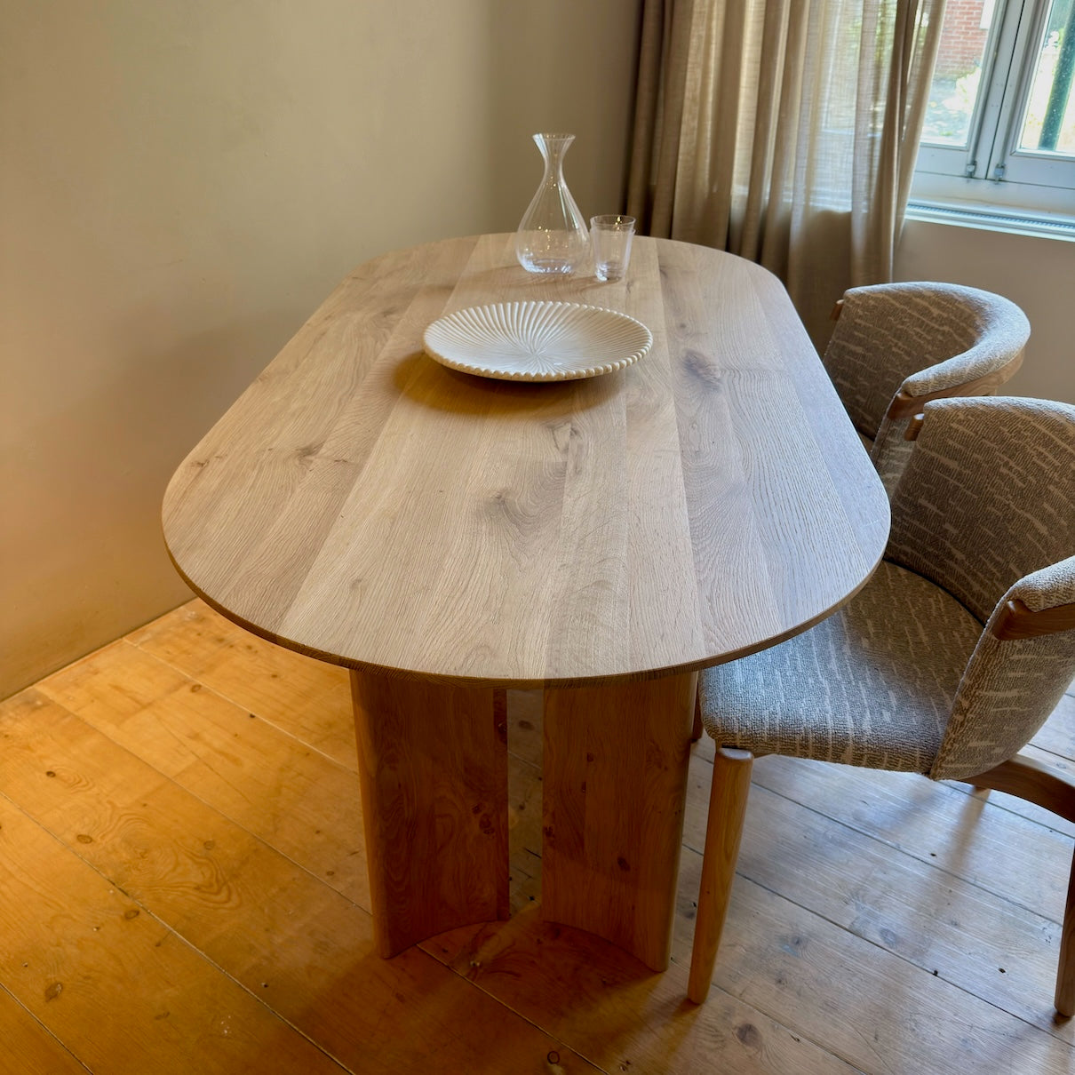Eiken Eettafel Halve Cirkel 170 x 85 cm