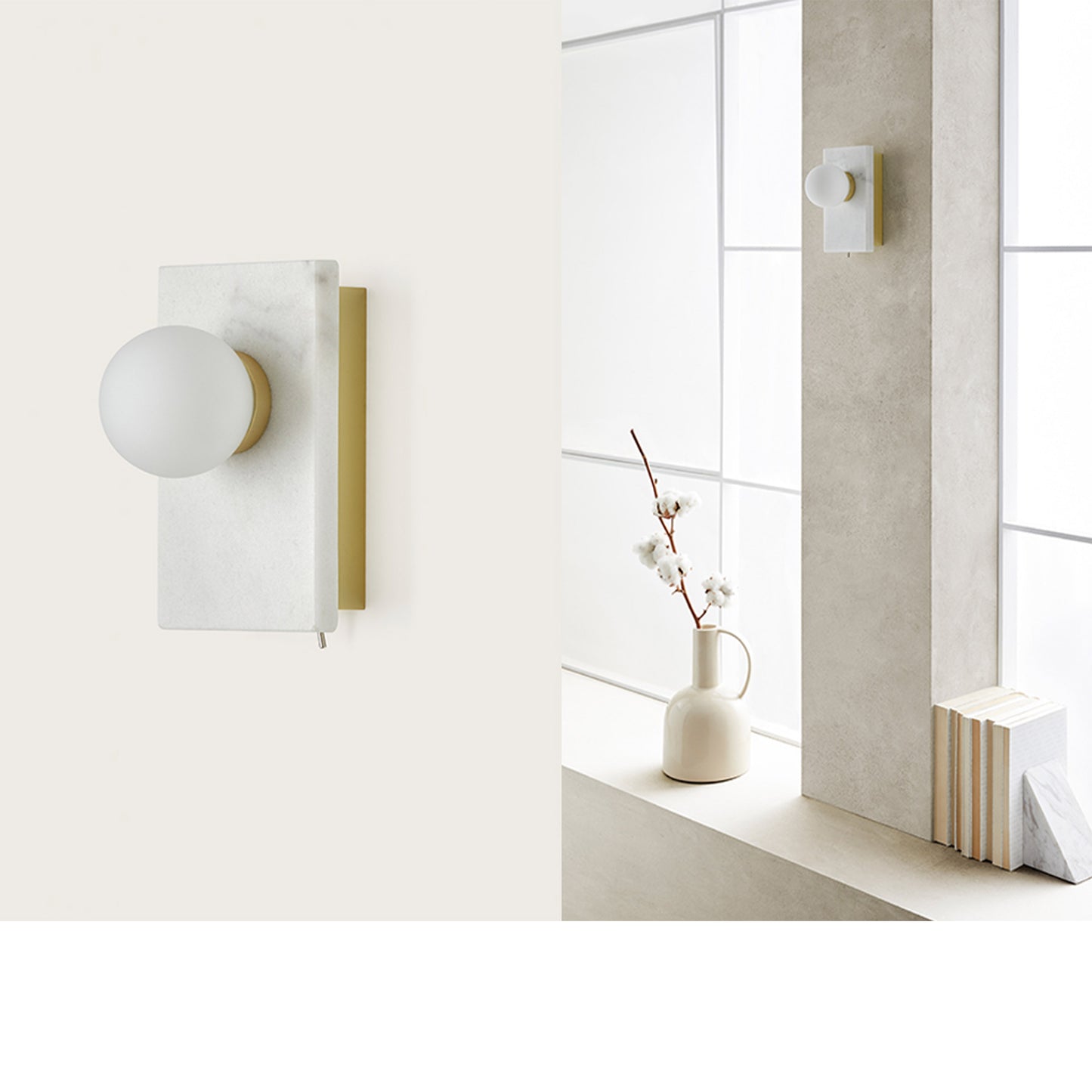 Wandlamp LAN wit marmer