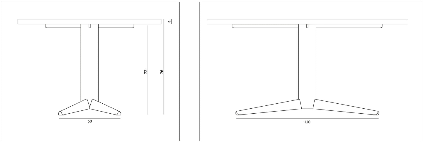 Eettafel Lumos rechthoekig met radius eiken