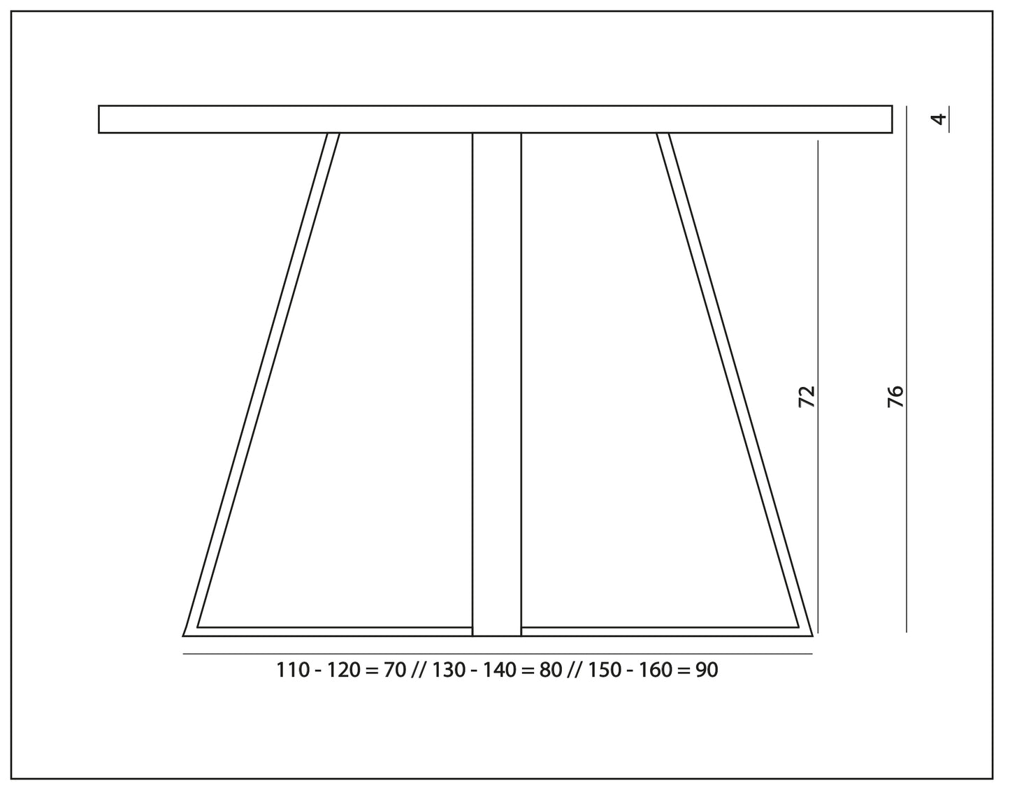 Eettafel Pino vierkant met radius eiken