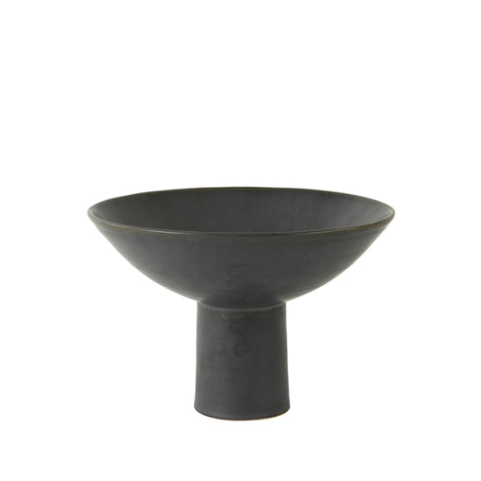 schaal op voet keramiek zwart Ø28x18,5